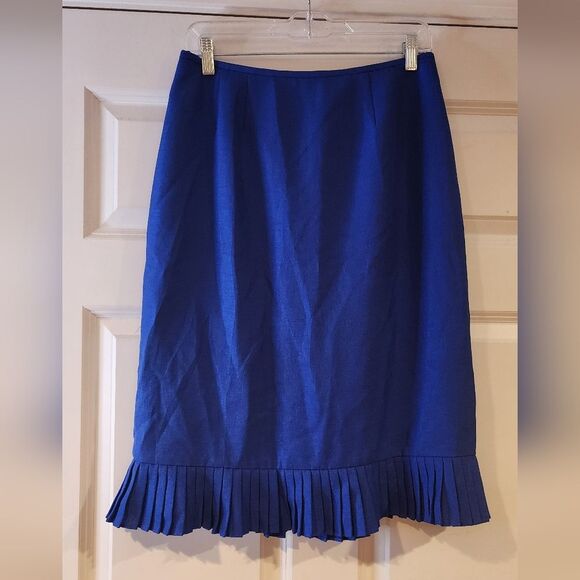 Jones Wear Suit blue zip back work wear lined midi skirt size 10 - Picture 1 of 4